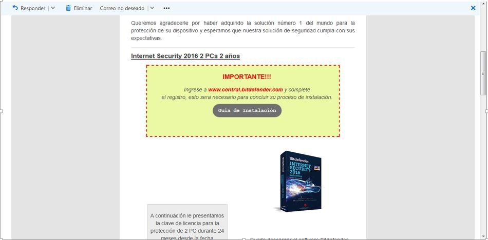 correoRegistro Review: Bitdefender Internet Security - Parte 2