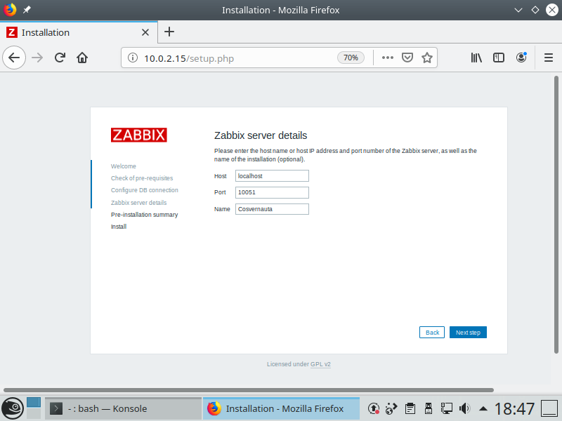 Cosvernauta_pantalla22_setup HOWTO: Cómo instalar Zabbix 5.0 en diferentes distros de Linux - Parte 1