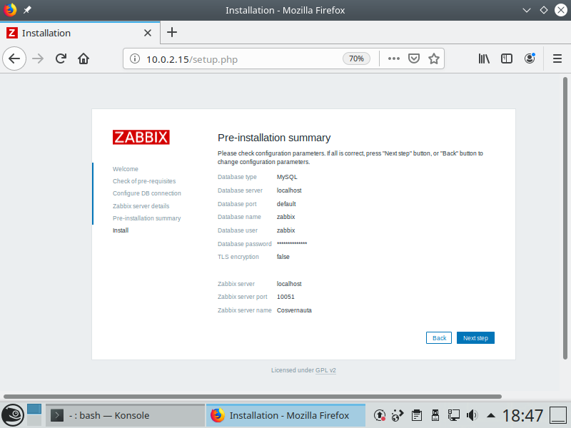 Cosvernauta_pantalla23_setup HOWTO: Cómo instalar Zabbix 5.0 en diferentes distros de Linux - Parte 1