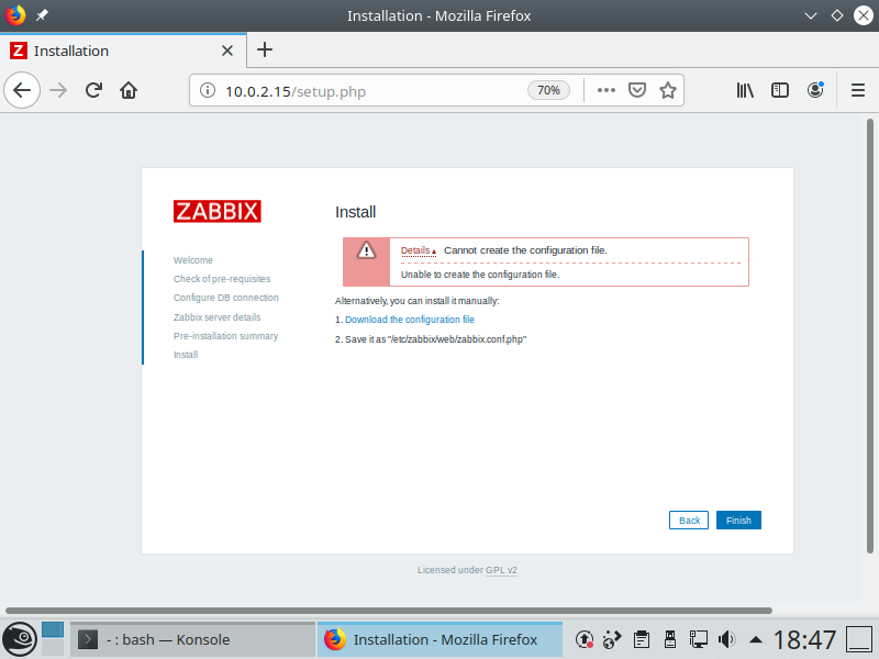 Cosvernauta_pantalla24_setup_error HOWTO: Cómo instalar Zabbix 5.0 en diferentes distros de Linux - Parte 1
