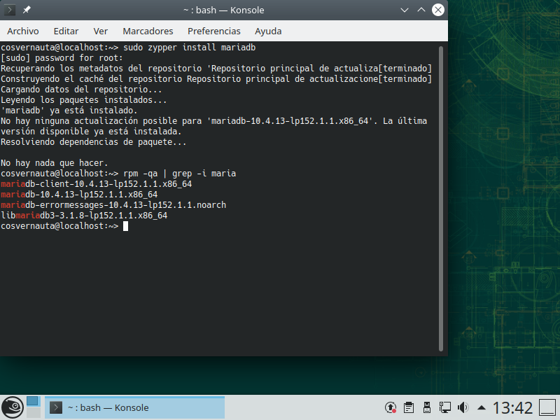 Cosvernauta_pantalla5_mariadb HOWTO: Cómo instalar Zabbix 5.0 en diferentes distros de Linux - Parte 1